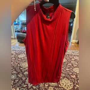 Red mock neck sleeveless blouse INC size XL